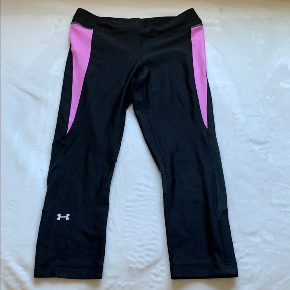 Under Armour Black Leggings with Pink Stripes